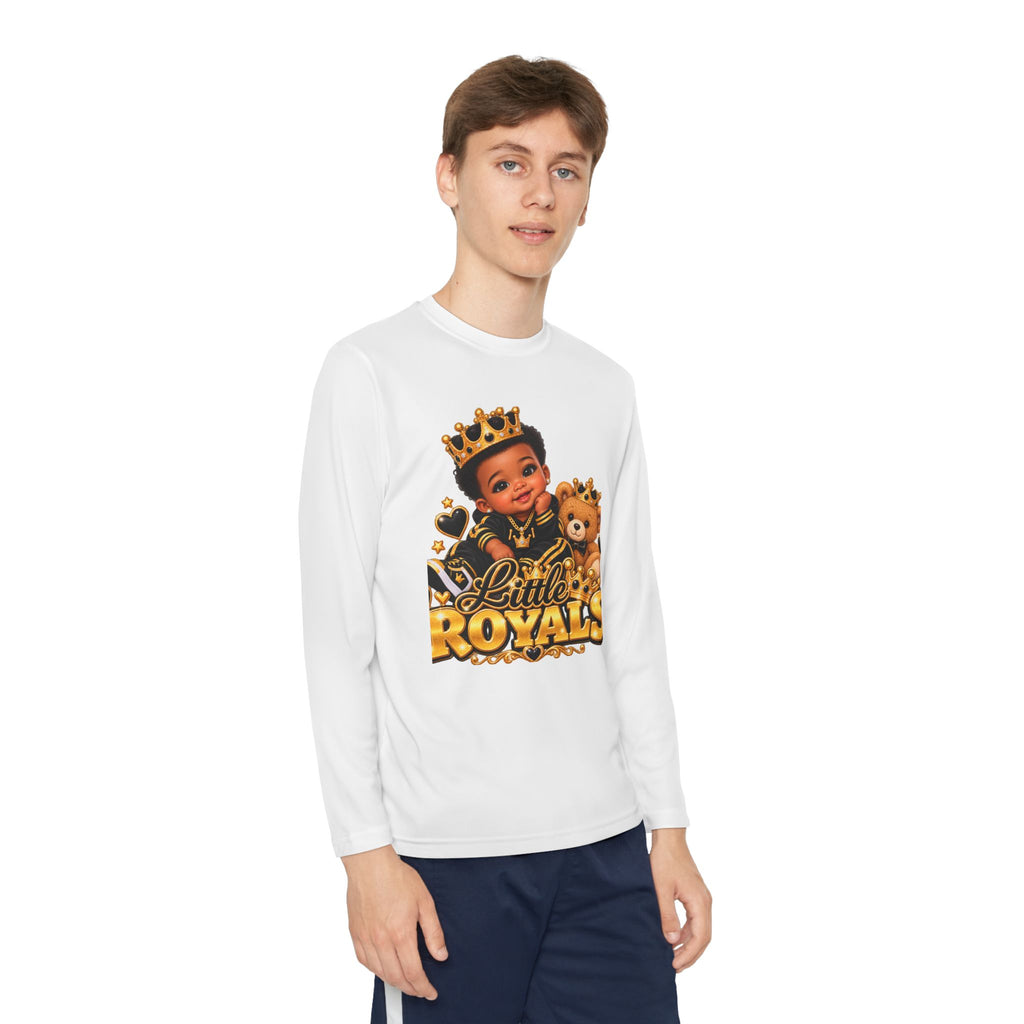 Little Royals Youth Long Sleeve Tee - Crowned Prince & Lion Graphic