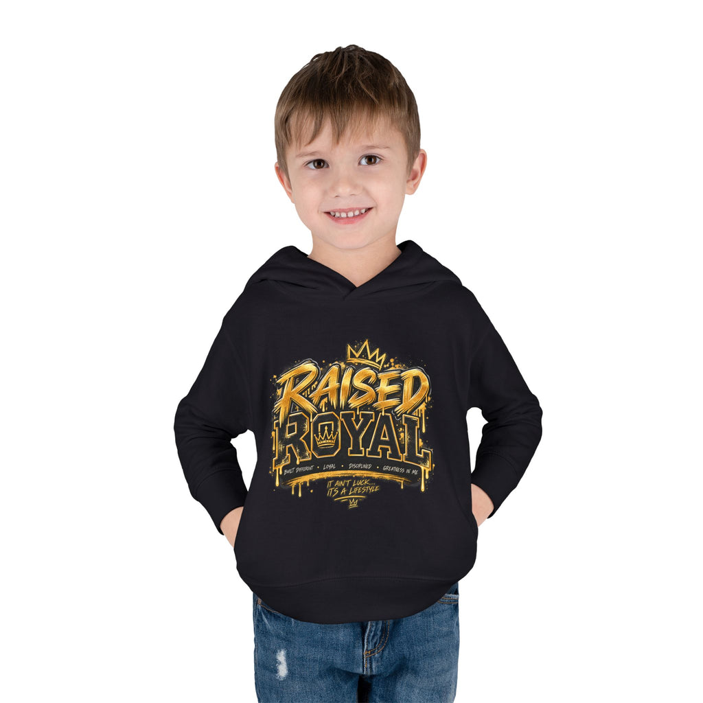 Toddler Hoodie ‘Raised Royal’ Gold Crown Pullover