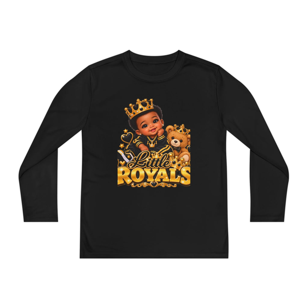 Little Royals Youth Long Sleeve Tee - Crowned Prince & Lion Graphic