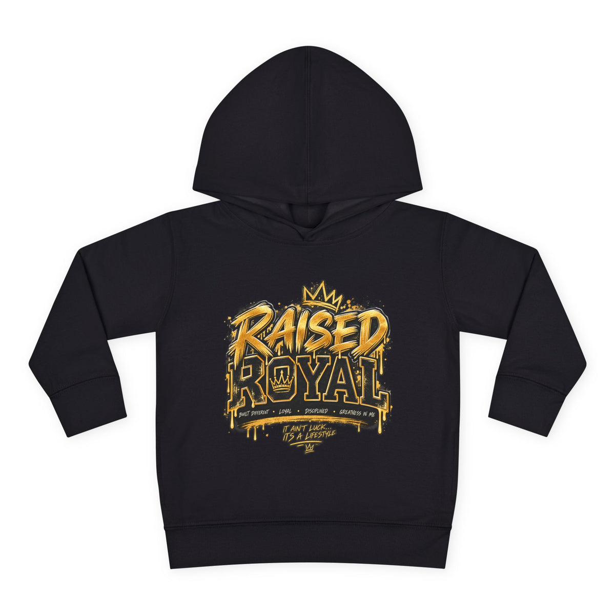 Toddler Hoodie ‘Raised Royal’ Gold Crown Pullover
