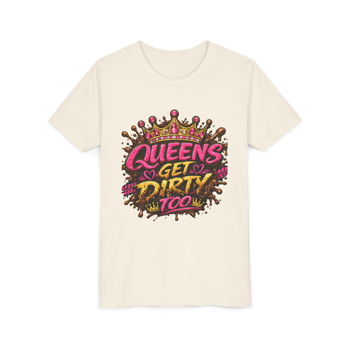 Youth Tee — "Queens Get Dirty Too" Crown Graphic Shirt