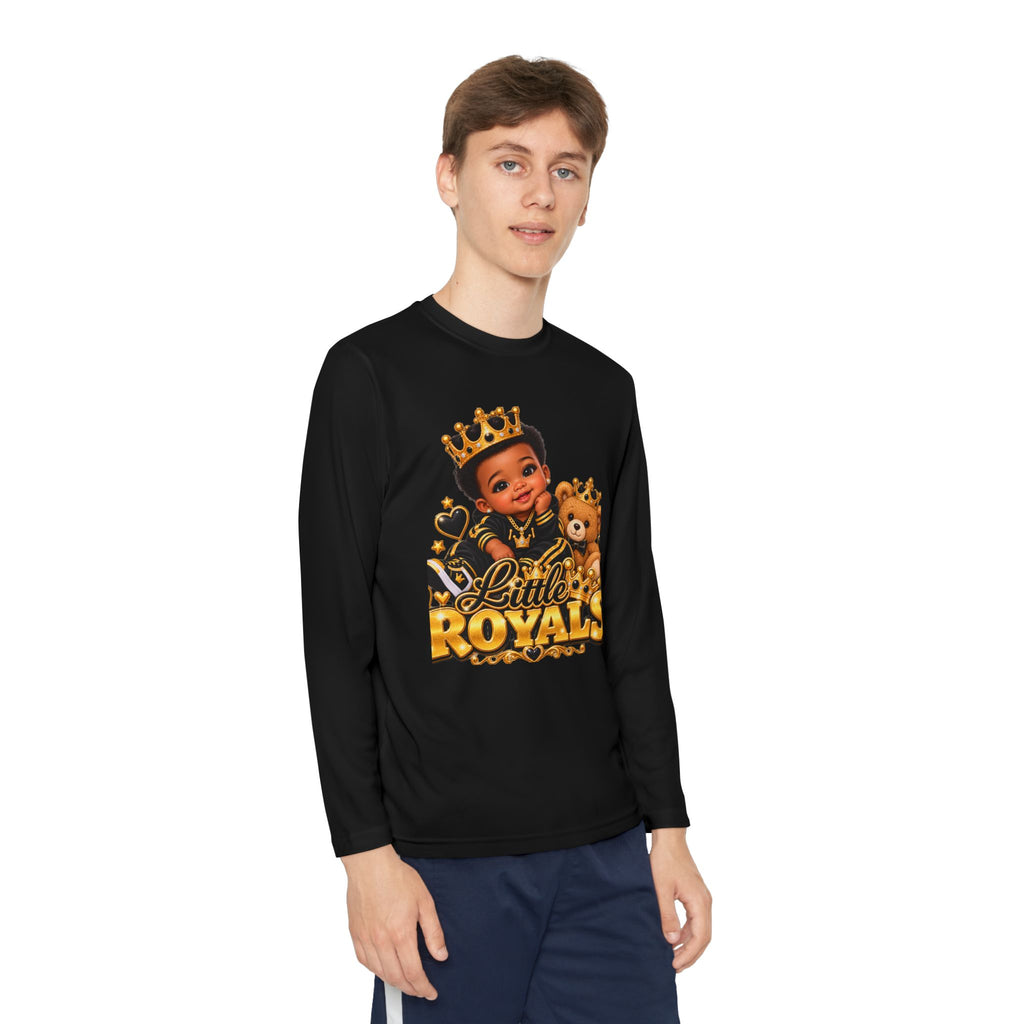 Little Royals Youth Long Sleeve Tee - Crowned Prince & Lion Graphic