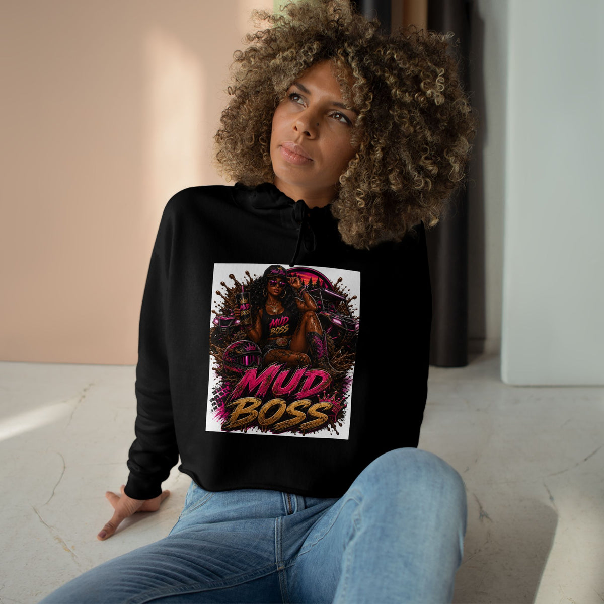 Crop Hoodie — Mud Boss Graphic Cropped Hoodie