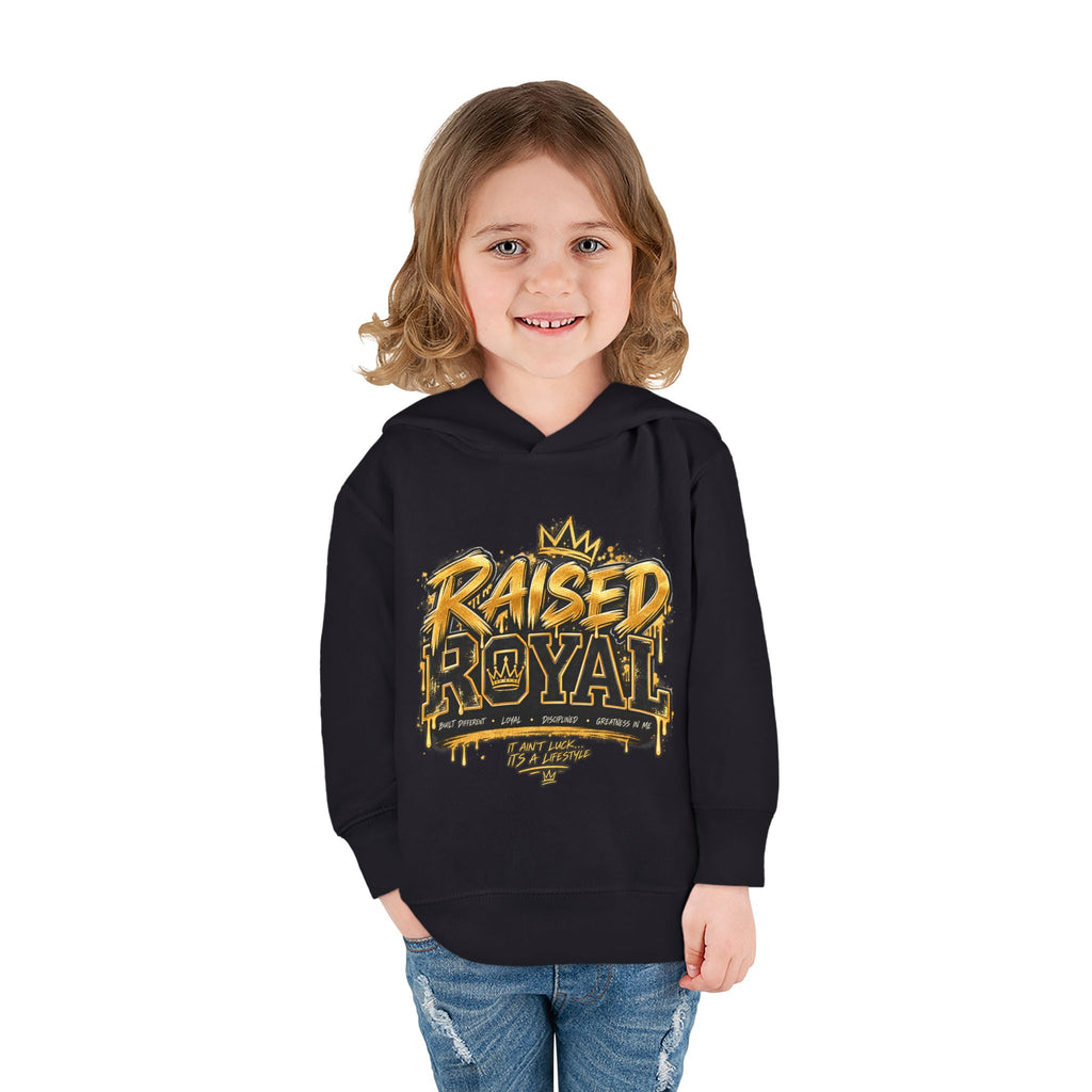 Toddler Hoodie ‘Raised Royal’ Gold Crown Pullover
