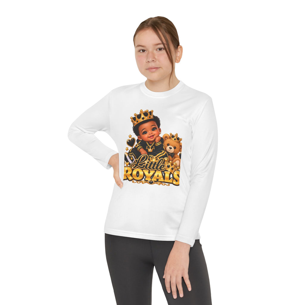 Little Royals Youth Long Sleeve Tee - Crowned Prince & Lion Graphic