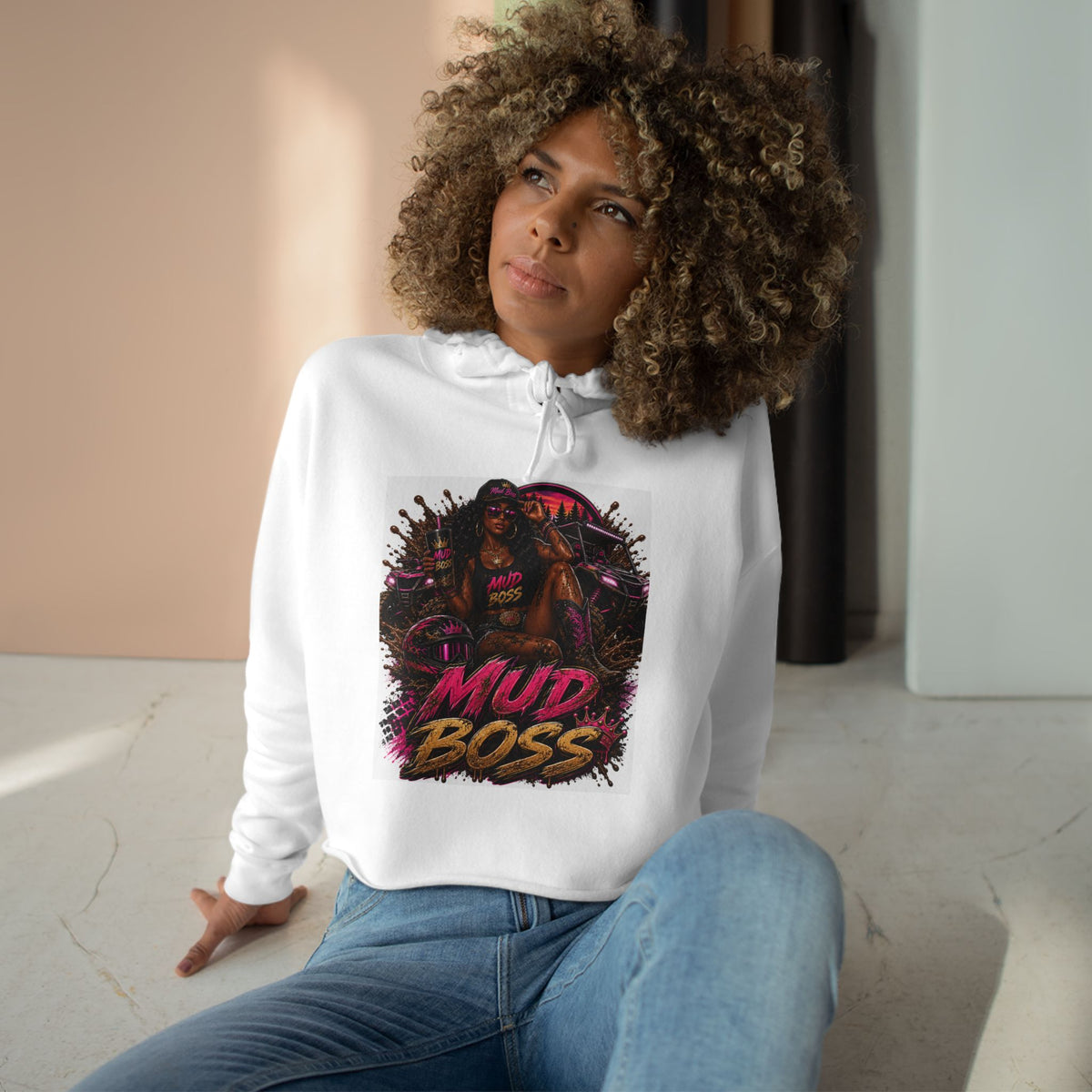 Crop Hoodie — Mud Boss Graphic Cropped Hoodie