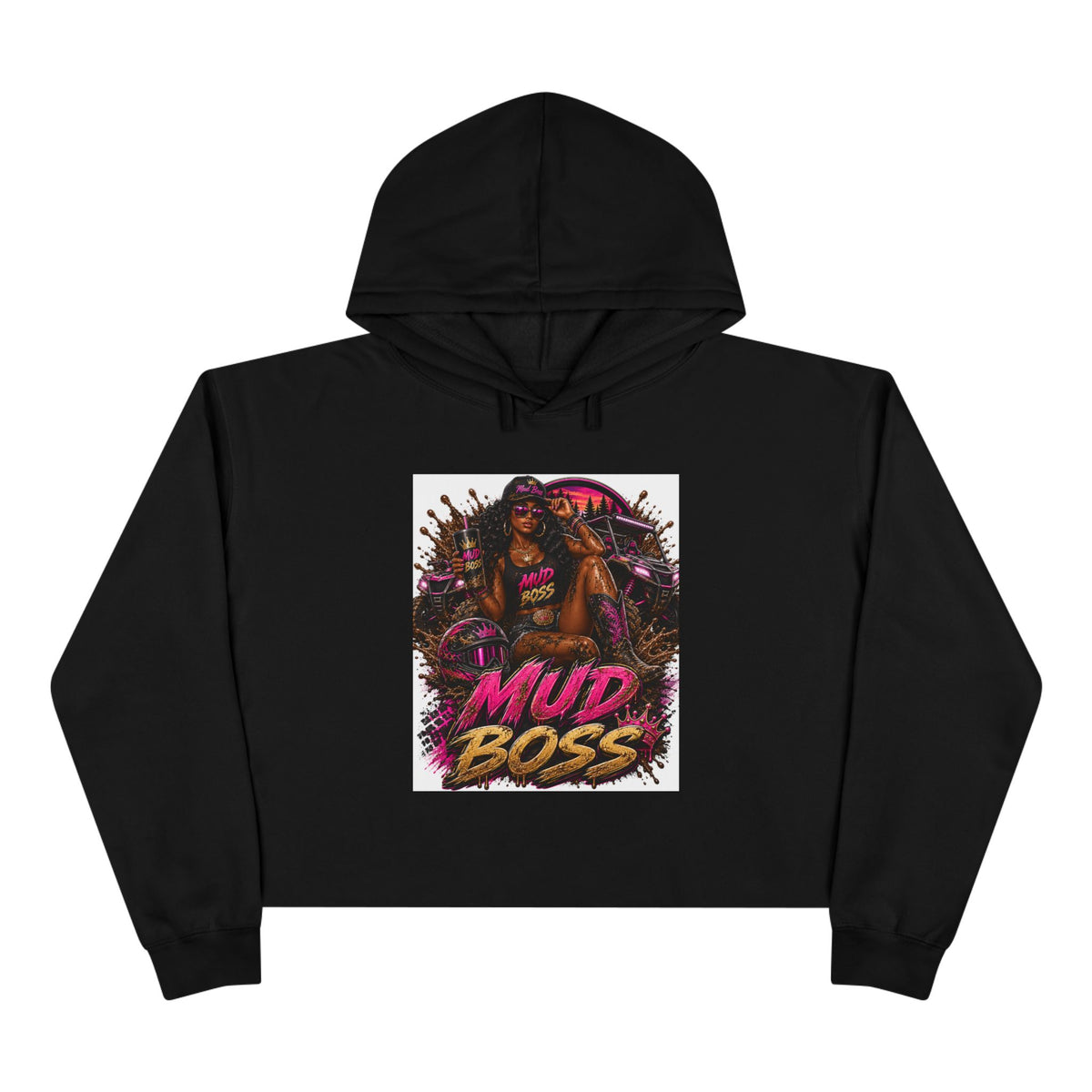 Crop Hoodie — Mud Boss Graphic Cropped Hoodie