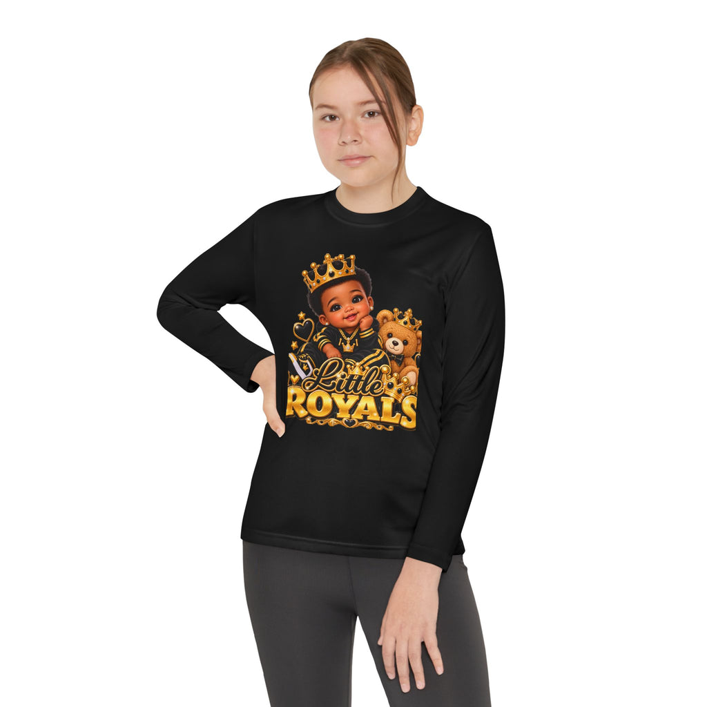 Little Royals Youth Long Sleeve Tee - Crowned Prince & Lion Graphic