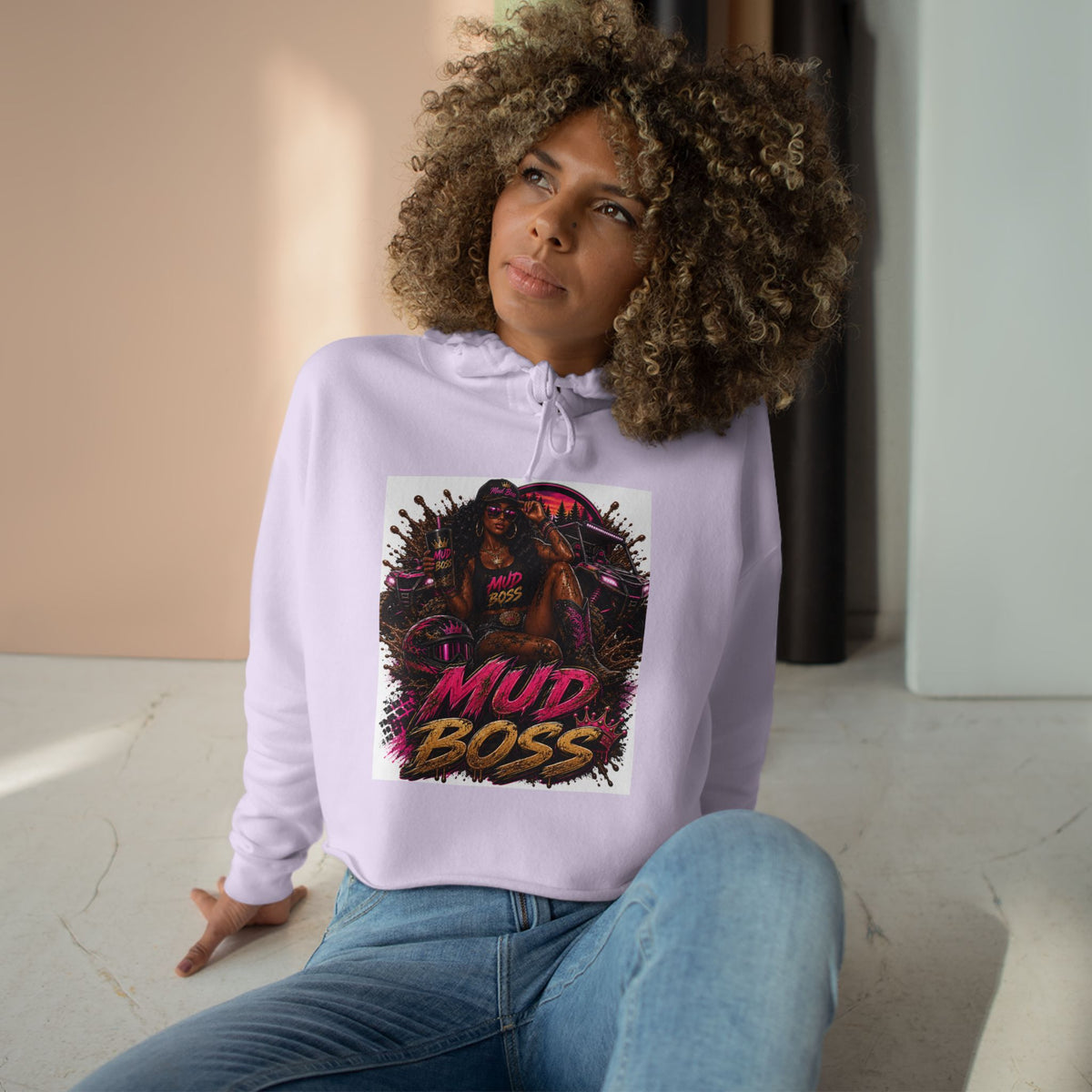 Crop Hoodie — Mud Boss Graphic Cropped Hoodie