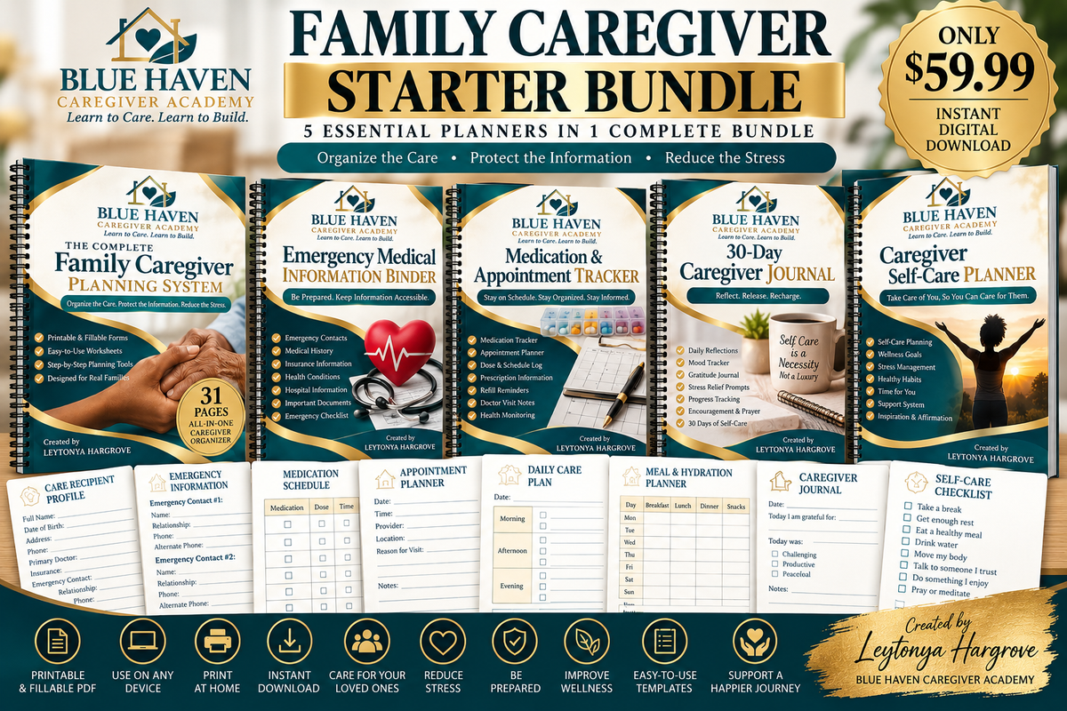 Blue Haven Caregiver Academy Family Caregiver Starter Bundle